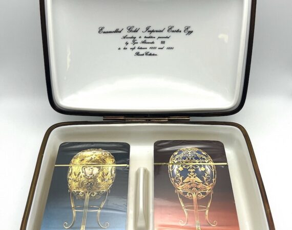 Scatola portacarte da gioco Fabergé in ceramica di Limoges - Gioielleria De Vitis Sabaudia