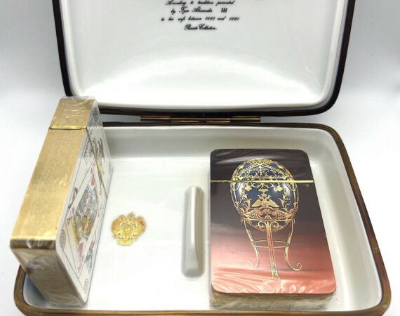Scatola portacarte da gioco Fabergé in ceramica di Limoges - Gioielleria De Vitis Sabaudia