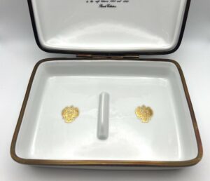 Scatola portacarte da gioco Fabergé in ceramica di Limoges - Gioielleria De Vitis Sabaudia