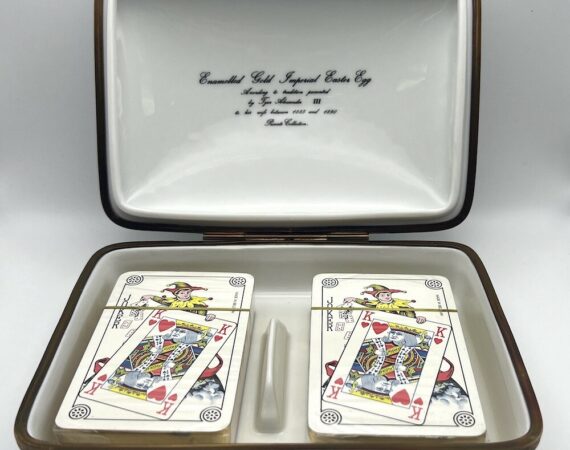 Scatola portacarte da gioco Fabergé in ceramica di Limoges - Gioielleria De Vitis Sabaudia