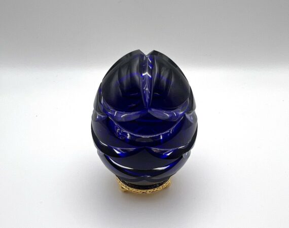 Uovo Fabergé in cristallo colorato blu piccolo - Gioielleria De Vitis Sabaudia