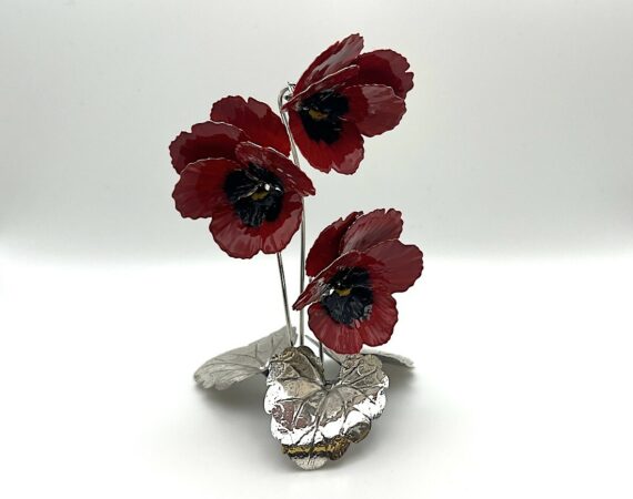 Fiori pansè in argento 925 da tavolo rossi - Gioielleria De Vitis Sabaudia
