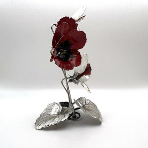 Fiori pansè in argento 925 da tavolo rossi - Gioielleria De Vitis Sabaudia