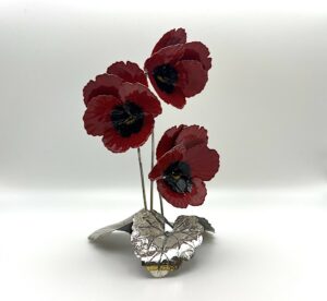Fiori pansè in argento 925 da tavolo rossi - Gioielleria De Vitis Sabaudia