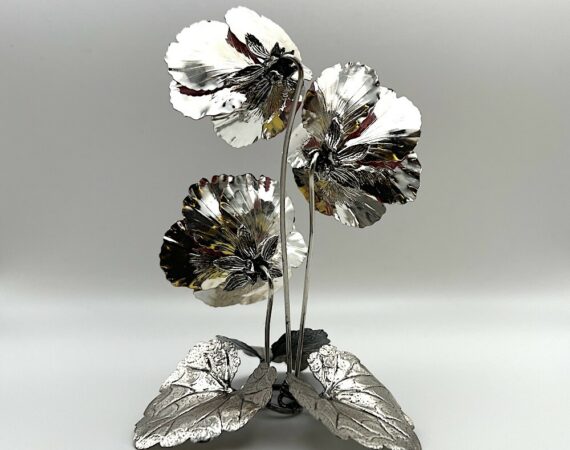 Fiori pansè in argento 925 da tavolo rossi - Gioielleria De Vitis Sabaudia