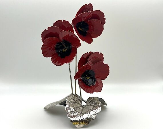 Fiori pansè in argento 925 da tavolo rossi - Gioielleria De Vitis Sabaudia