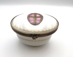 Scatola portagioie Danish Egg Fabergé porcellana di Limoges - Gioielleria De Vitis Sabaudia