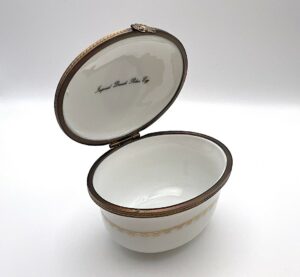 Scatola portagioie Danish Egg Fabergé porcellana di Limoges - Gioielleria De Vitis Sabaudia