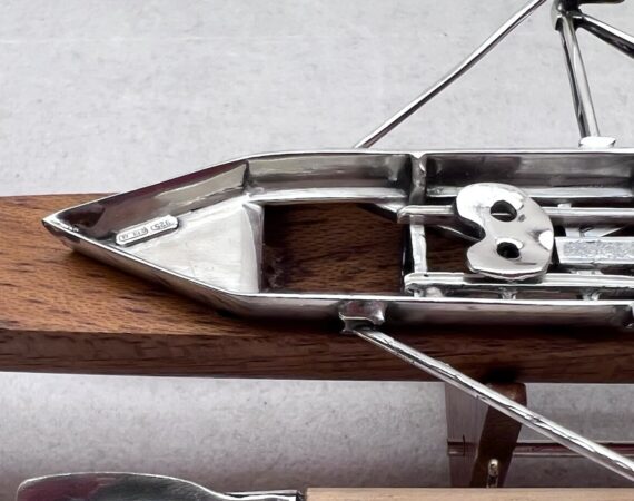 Canoa Sacchetti miniatura in argento e legno - Gioielleria De Vitis Sabaudia
